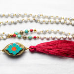 Tibetan focal/white howlite/ turquoise/red turquoise