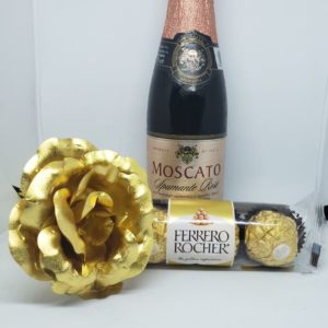 Gift with Wine and Gold Rose