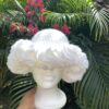 White crochet ruffle hat - Lightweight, stylish, and comfortable headwear for all ages