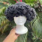 Black Crochet Ruffle Hat - Handmade Statement Hat for Women & Teens