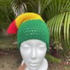 Rasta beanie - Handmade Crochet Cap in Island Colours of Red, Yellow, and Green - Comfortable Jamaican-themed Caps