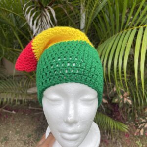 Rasta beanie - Handmade Crochet Cap in Island Colours of Red, Yellow, and Green - Comfortable Jamaican-themed Caps